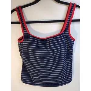 Baltex Nautical Striped Tankini Swim Top Navy Blue Red Size 10‎ Nautical Coastal